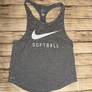 Nike Women’s Legend Softball Dri-Fit Tank Top Size Small Gray Swoosh Logo
